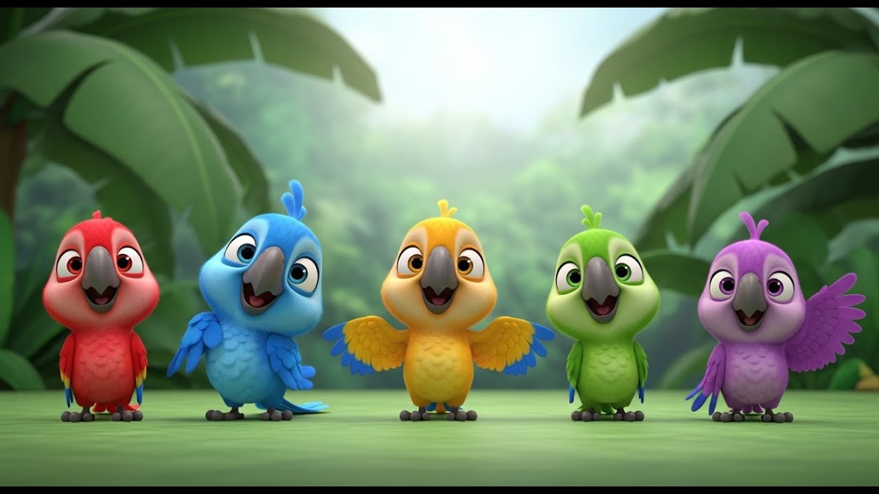 Five Little Macaws Squawk Squawk Squawk | Nursery Rhymes for Kids & Baby Songs