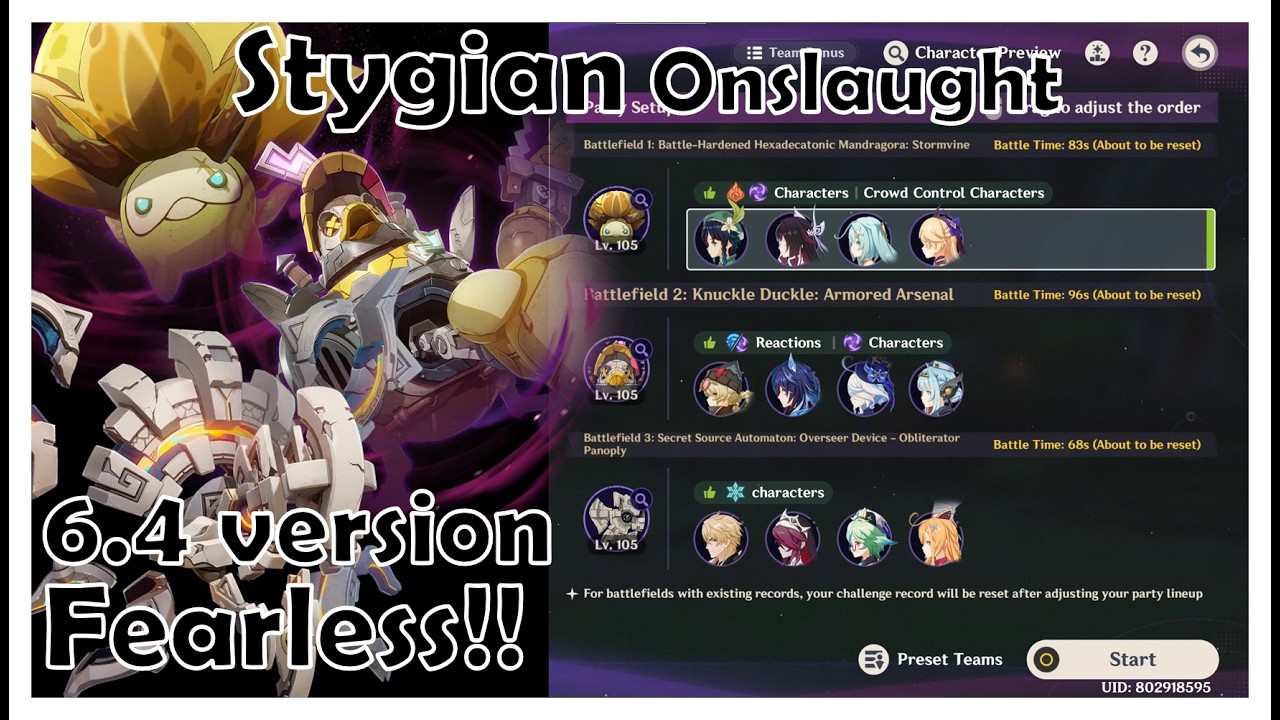 Stygian Onslaught 6.4 Ver. - Fearless!! (Venti/Luner-Charged/Cyro Varka)| Team comp [Genshin impact]