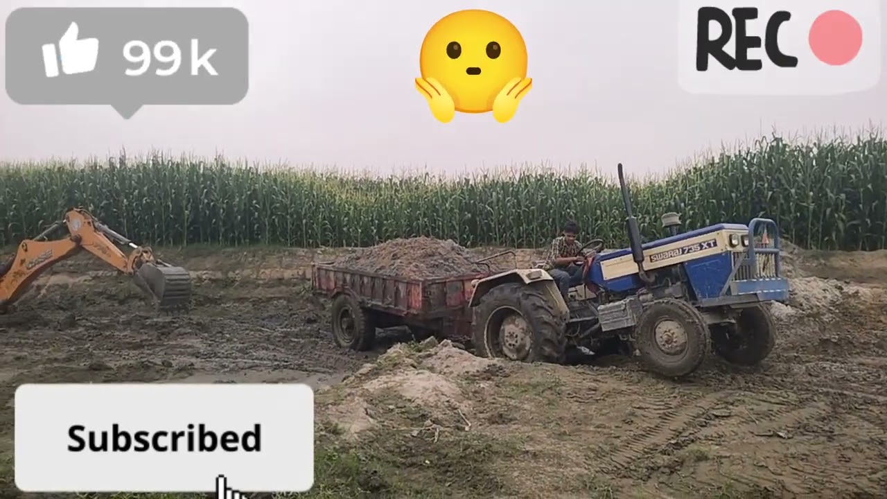 Tractor Swaraj.735 XT फस गया तब  cash .जे सी बी  🚜  ने आकर उठा रहा है 🤔 😱  part 2 full viral video 