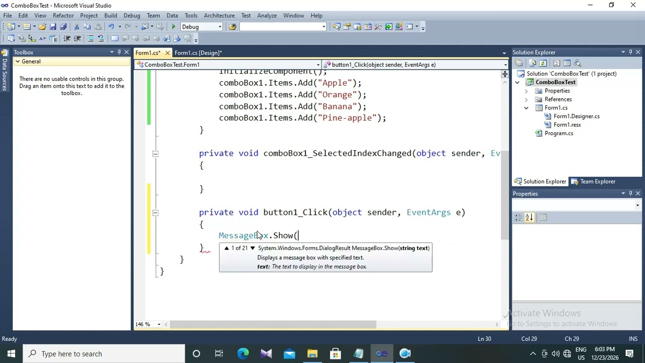 45. ComboBox UI Element - C# Programming in Burmese