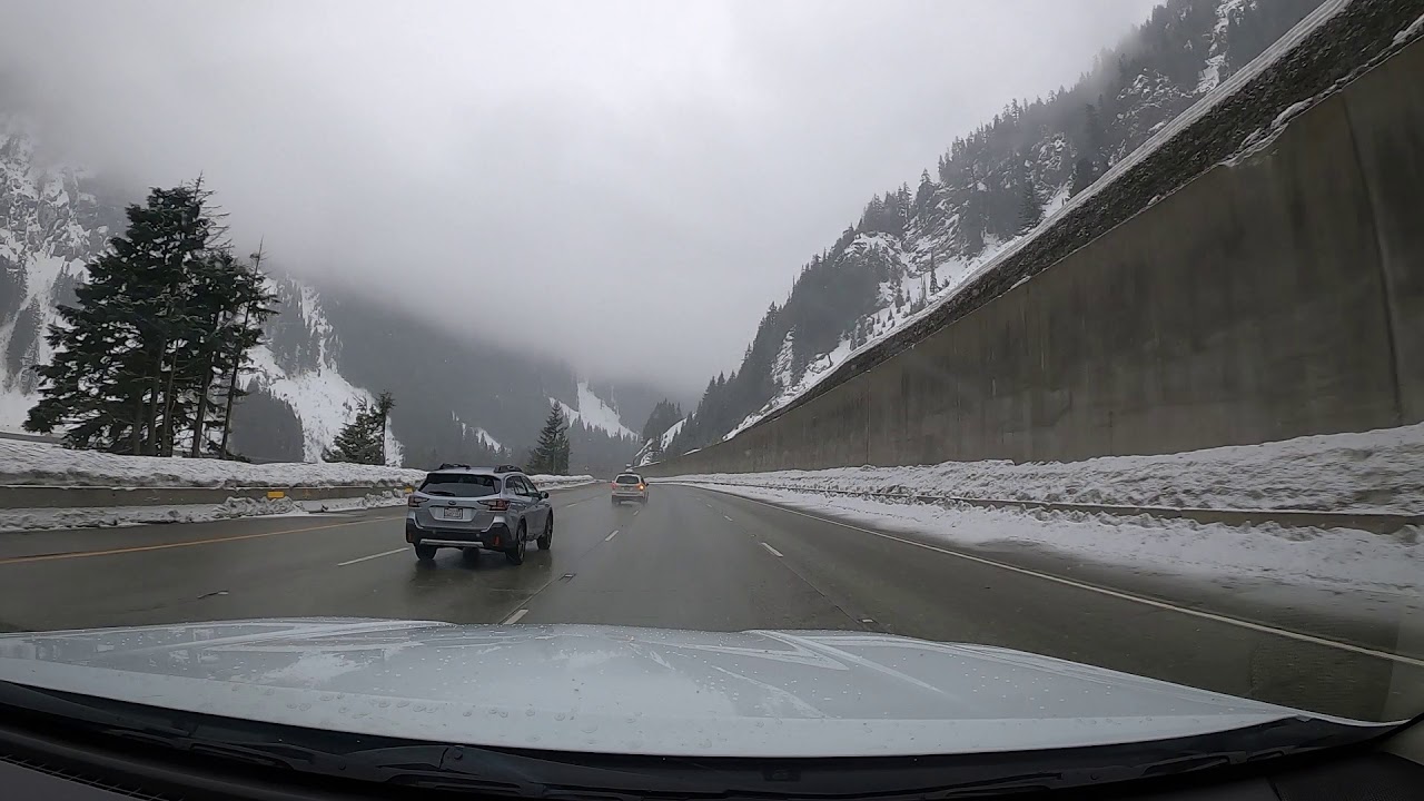 Winter Driving on I 90 from North Bend to Crystal Springs Sno Park, Washington
