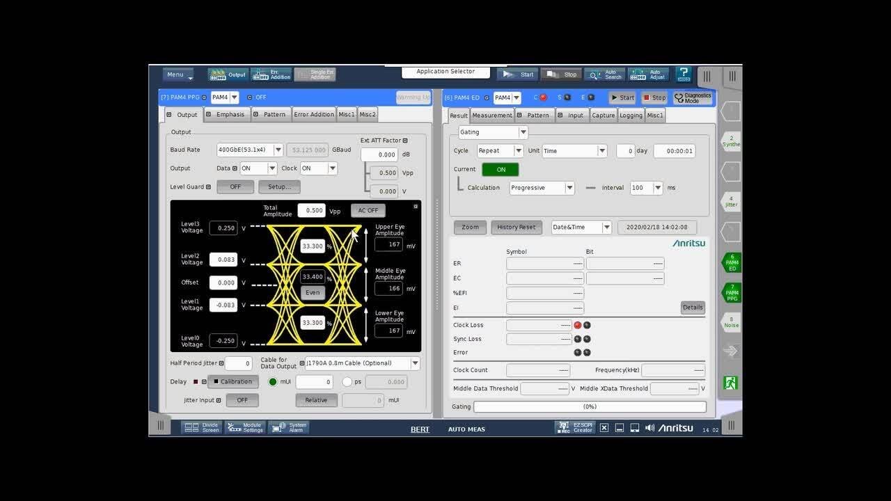 MP1900A Pam4 Error Free Loopback