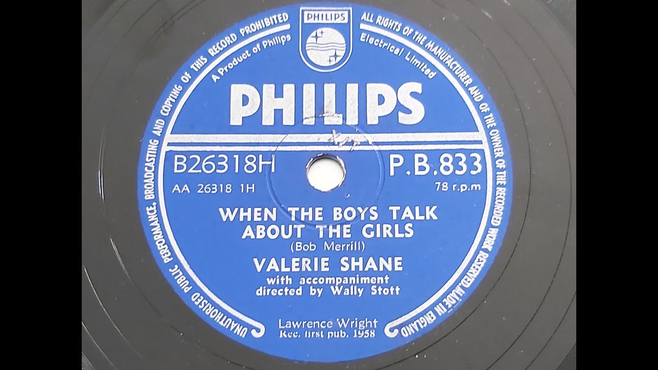Valerie Shane 'When The Boys Talk About The Girls'  1958 78 rpm