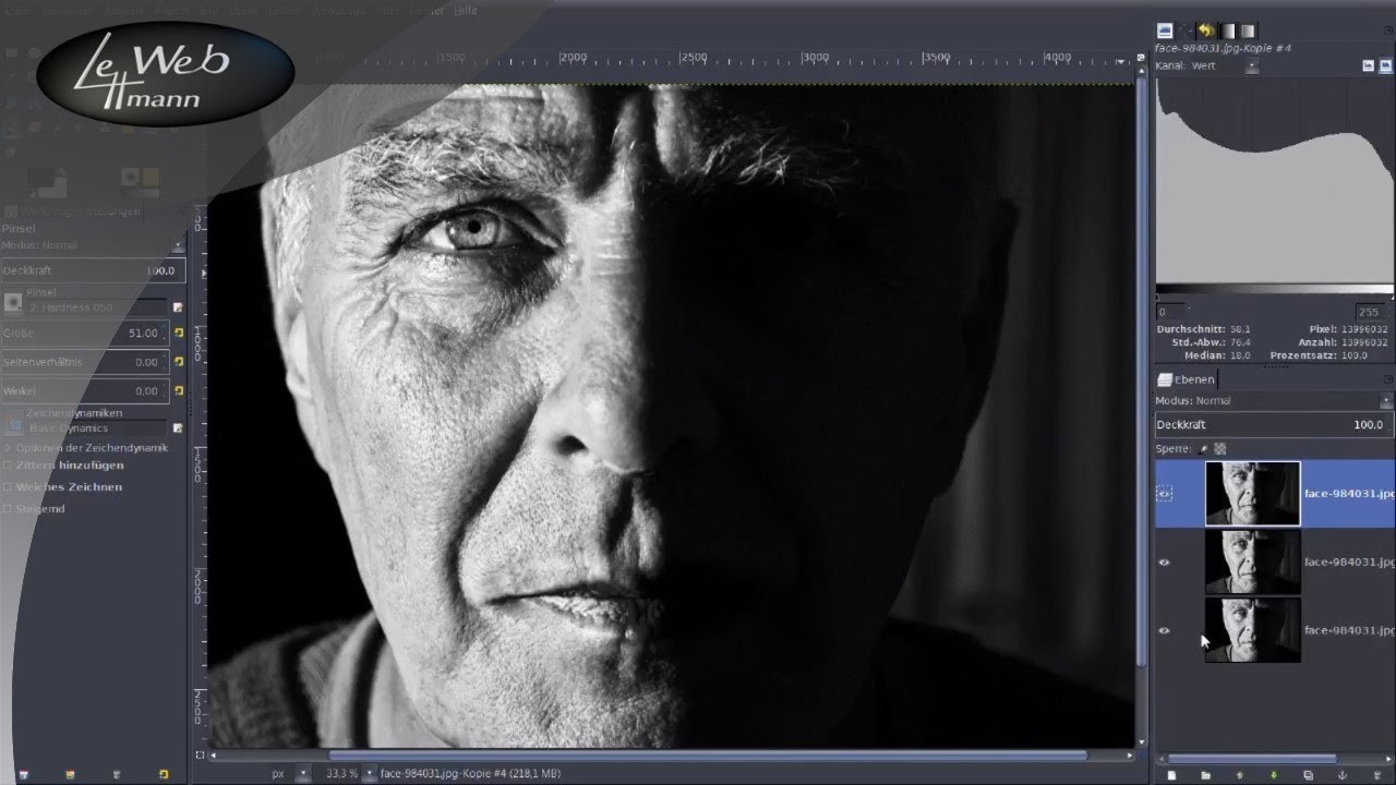 Partiell Abwedeln und Nachbelichten - Fotoretusche -  GIMP Tutorial
