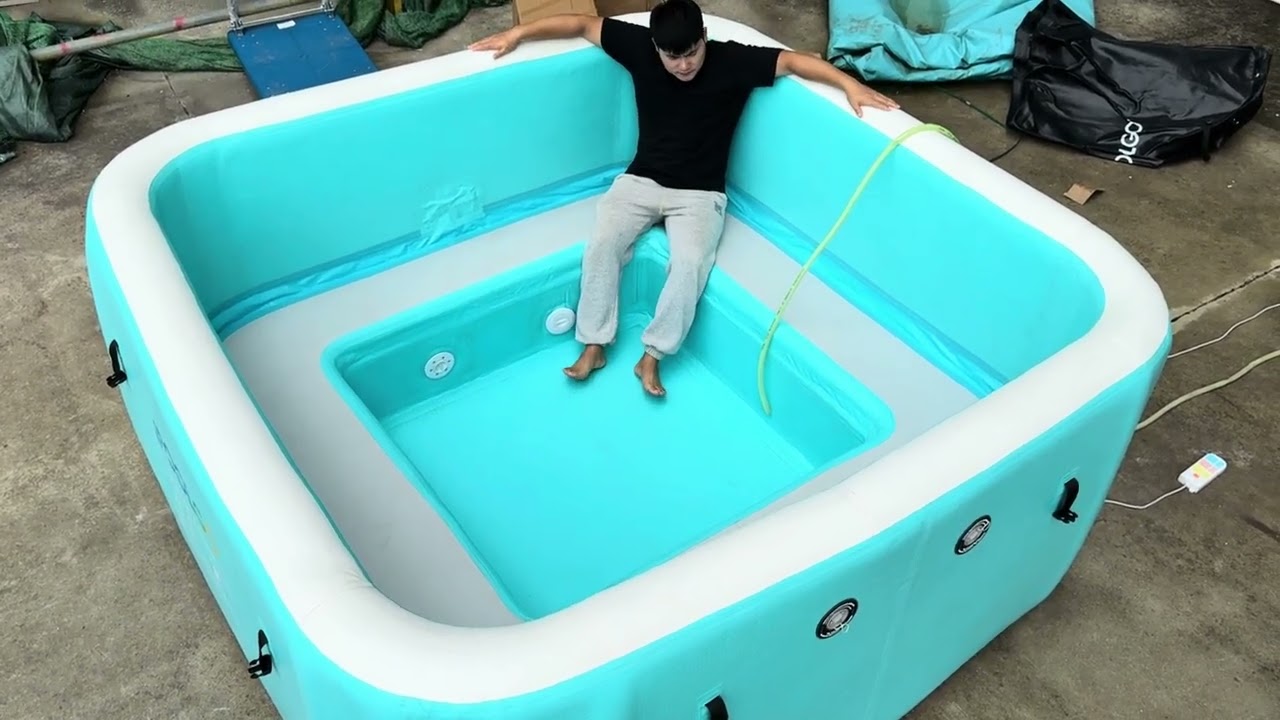 IPOOLGO easy set inflatable hot tub 8*8*3.2ft size spa pool factory