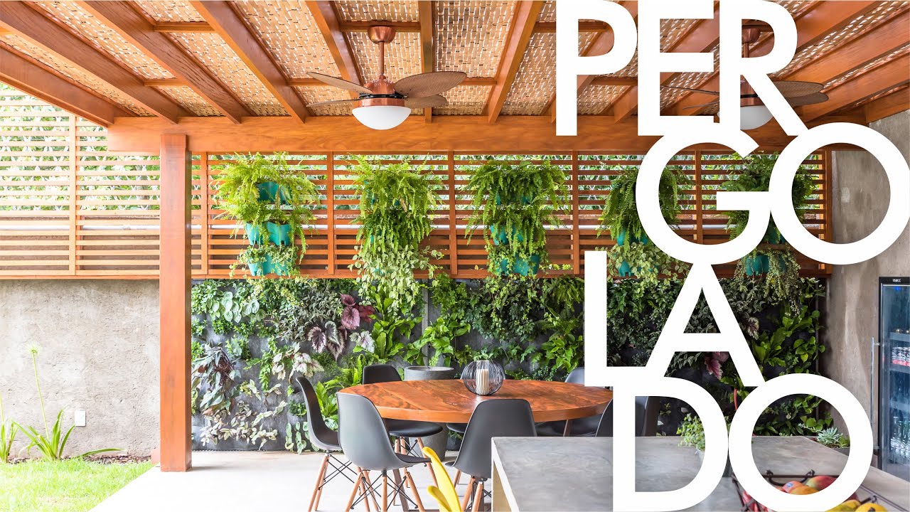 ✅ Espa&ccedil;o Gourmet no Pergolado de madeira com Forro de Bambu