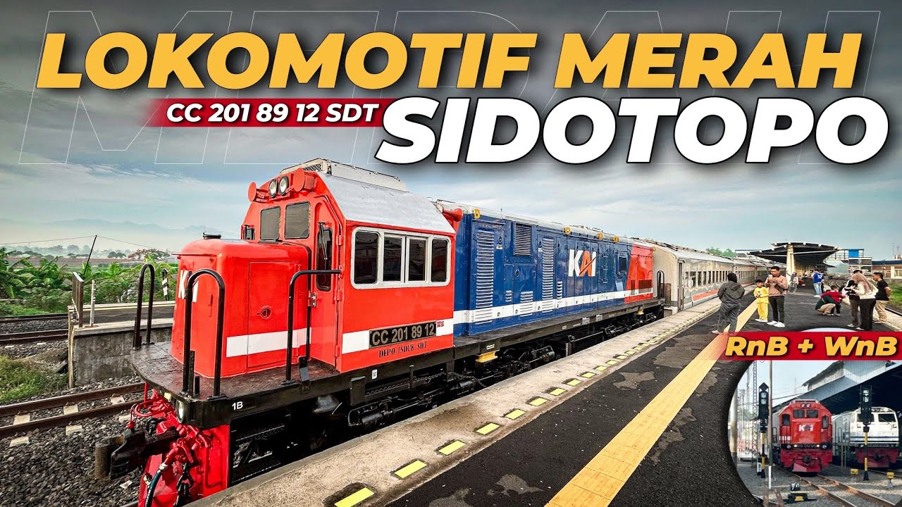 KINCLONG🔥 NAIK KERETA LOKOMOTIF MERAH KOTAK SIDOTOPO SELEPAS PERAWATAN !! KA Penataran CC 201 89 12