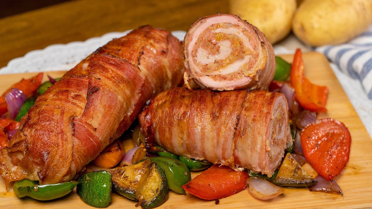 Easy Roasted BACON WRAPPED STUFFED PORK TENDERLOIN | Recipes.net