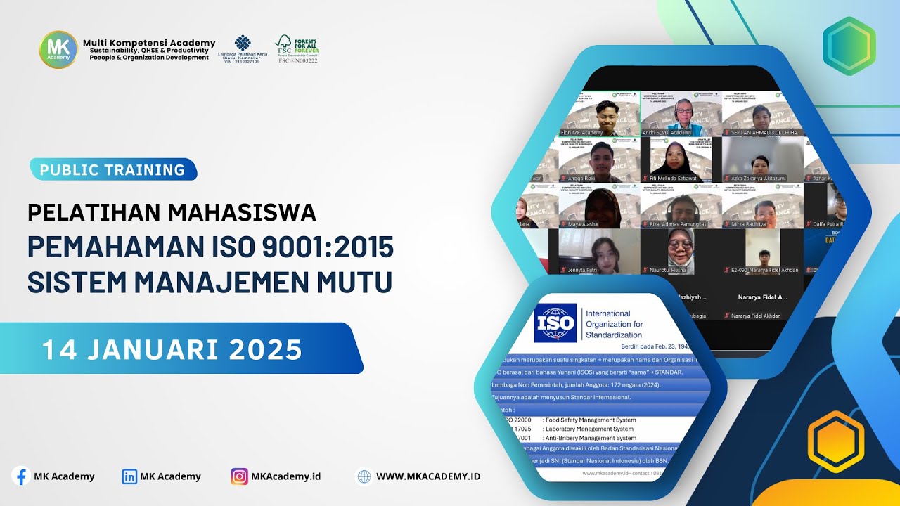 PELATIHAN MAHASISWA PEMAHAMAN ISO 9001:2015 SISTEM MANAJEMEN MUTU
