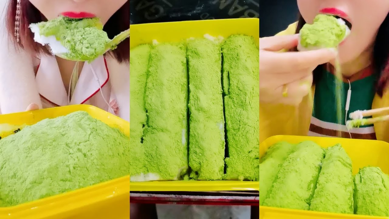 얼음먹방 HEAVY MATCHA POWDERY ICE EATING ASMR P1924 💚🍵 BLOCK ICE | POWDERY ICE 녹차 | Матча | 抹茶
