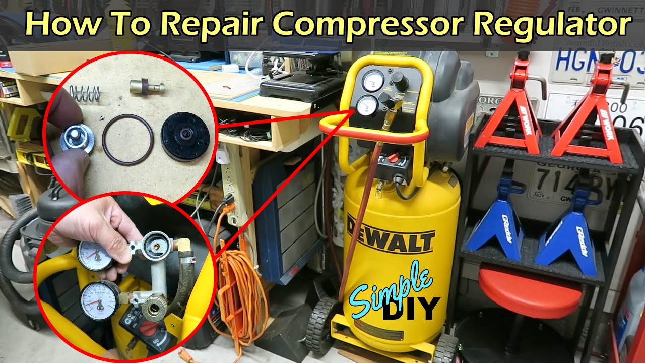 Как устранить утечку регулятора компрессора - DEWALT D55168 - N008792