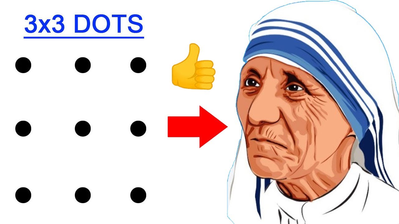 Turn 9 dots into Mother Teresa drawing outline easy - How to draw Mother teresa drawing for birthday