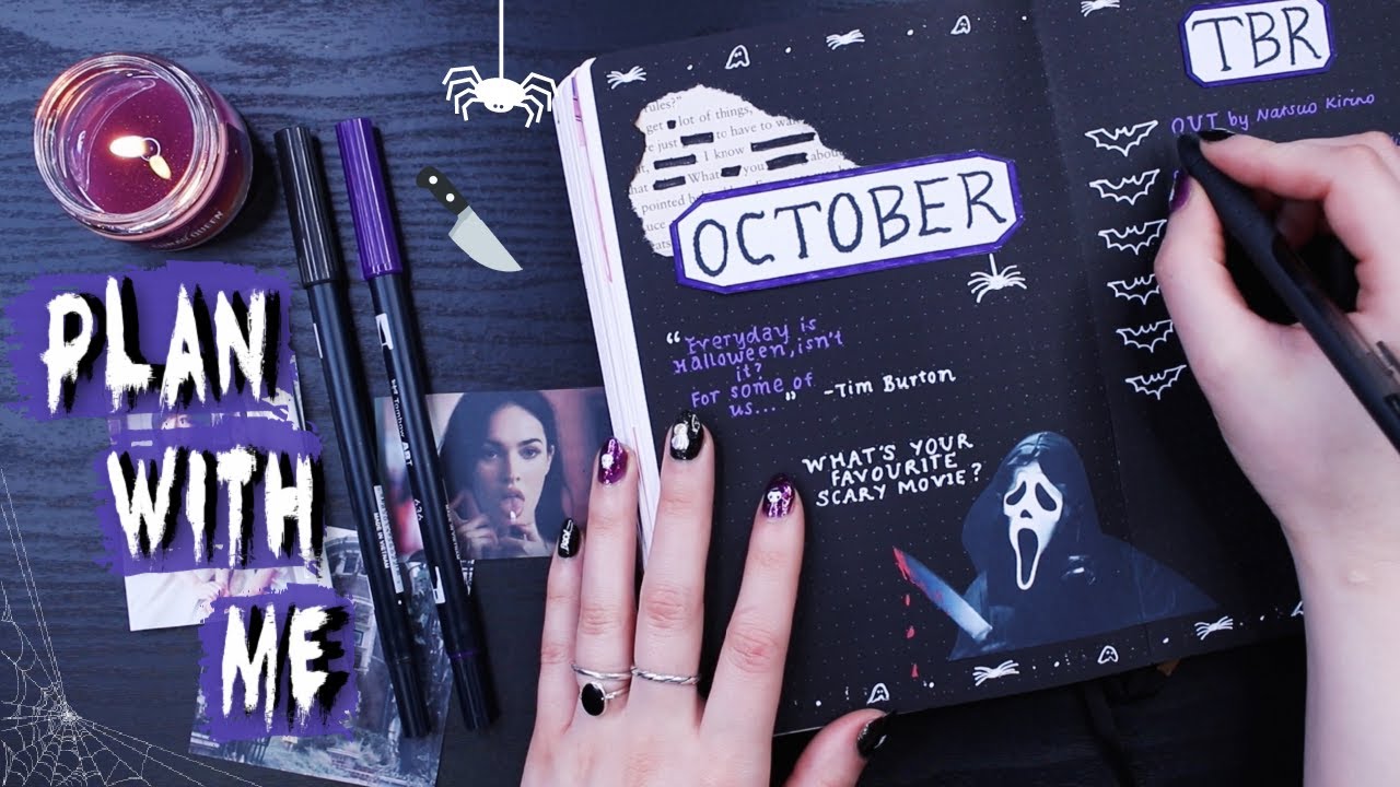 SPOOKY OCTOBER PLAN WITH ME | horror movie theme (reading journal)