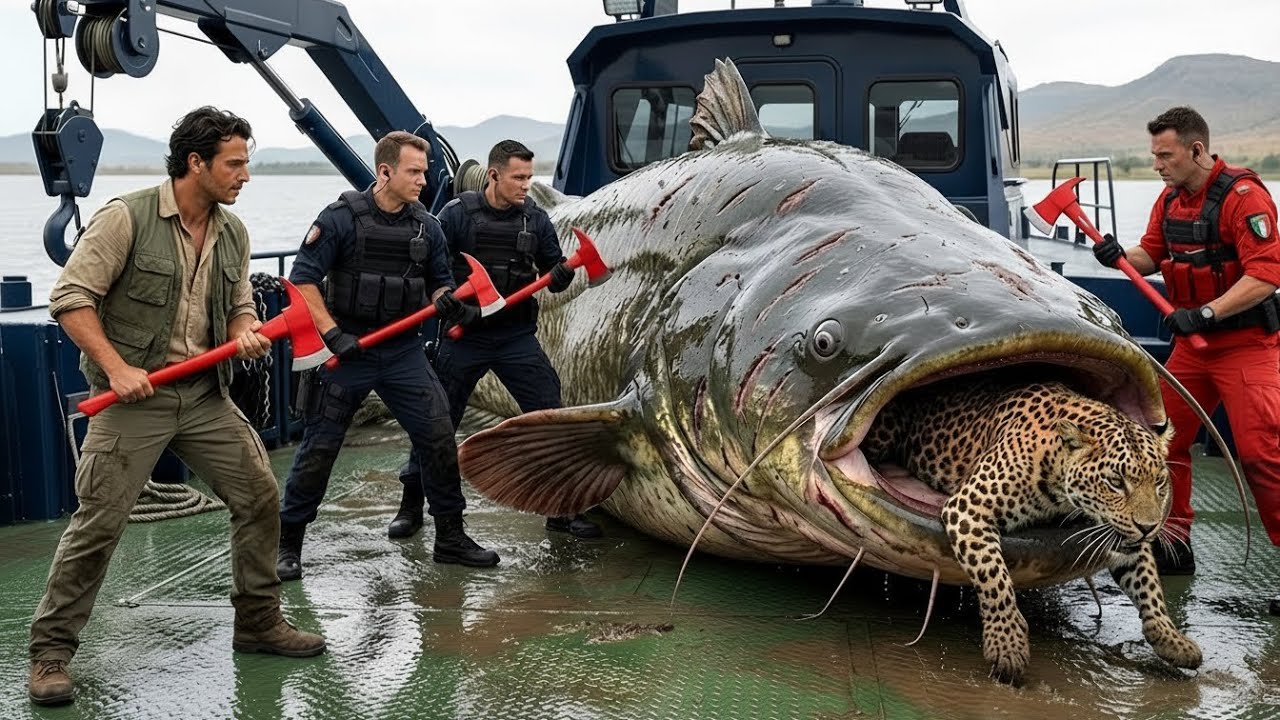 Heroic Rescue Team Saves Brave Mother Leopard From Giant Catfish 🐆🐟