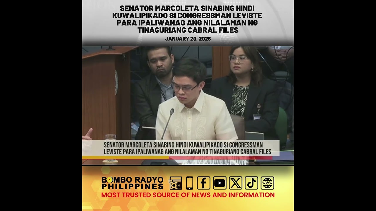 Marcoleta, sinabing hindi kuwalipikado si Rep. Leviste para ipaliwanag ang nilalaman ng Cabral files