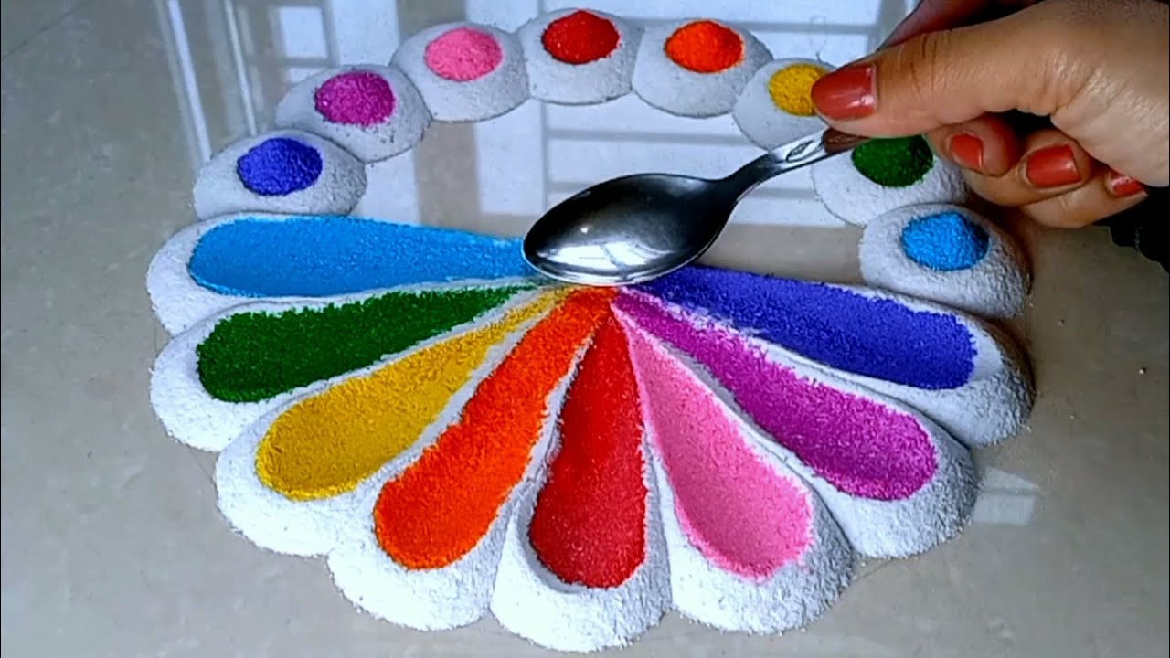 🪔 Красивый дизайн ранголи на Дивали 2025 | Простые ранголи с белой каймой | Простые ранголи Дипав...