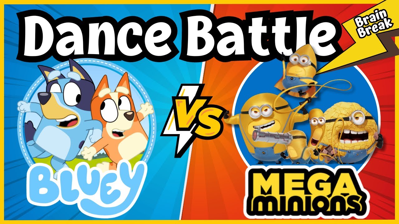 Dance Battle: Bluey Vs Minions | Brain Break | Brain Breaks for kids | Kids exercise | Freeze Dance