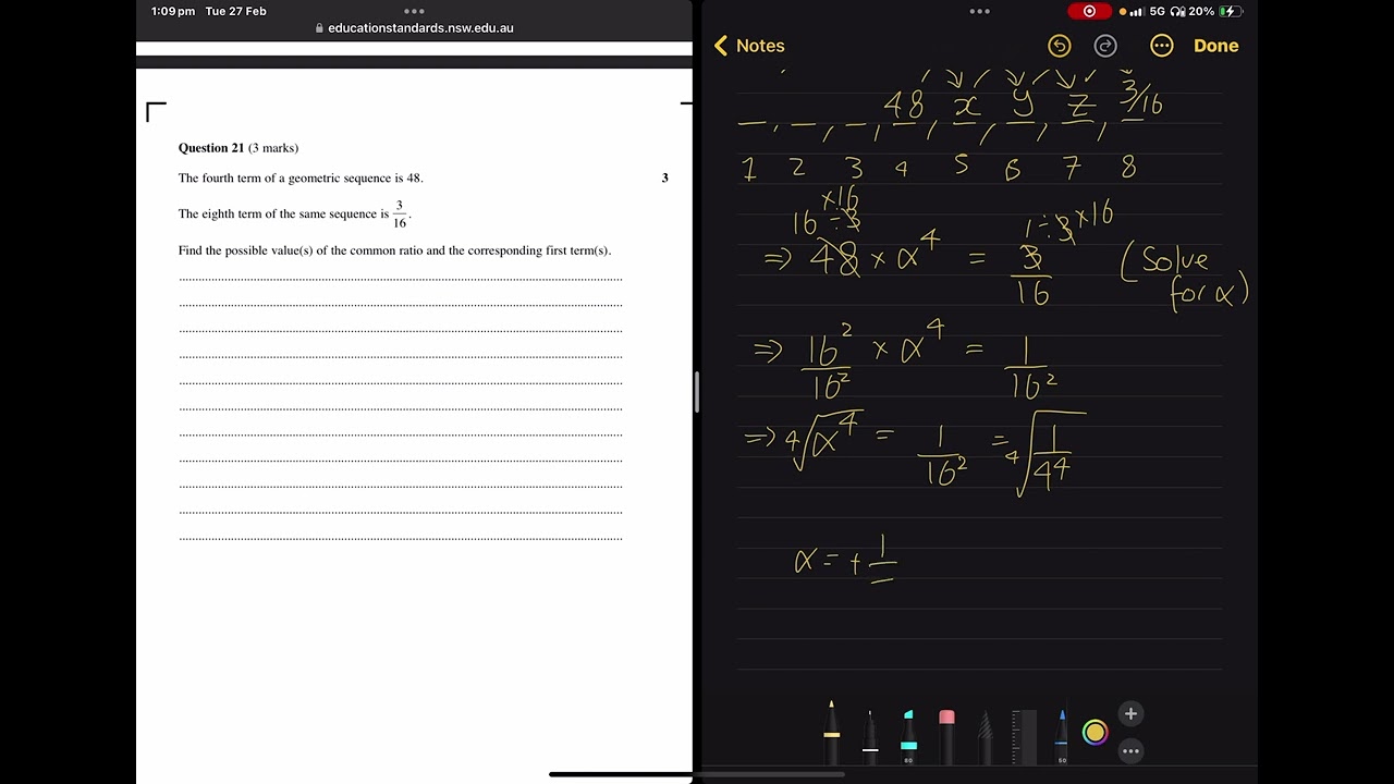 2023 HSC Mathematics Advanced/2 Unit Paper Q21 Solution