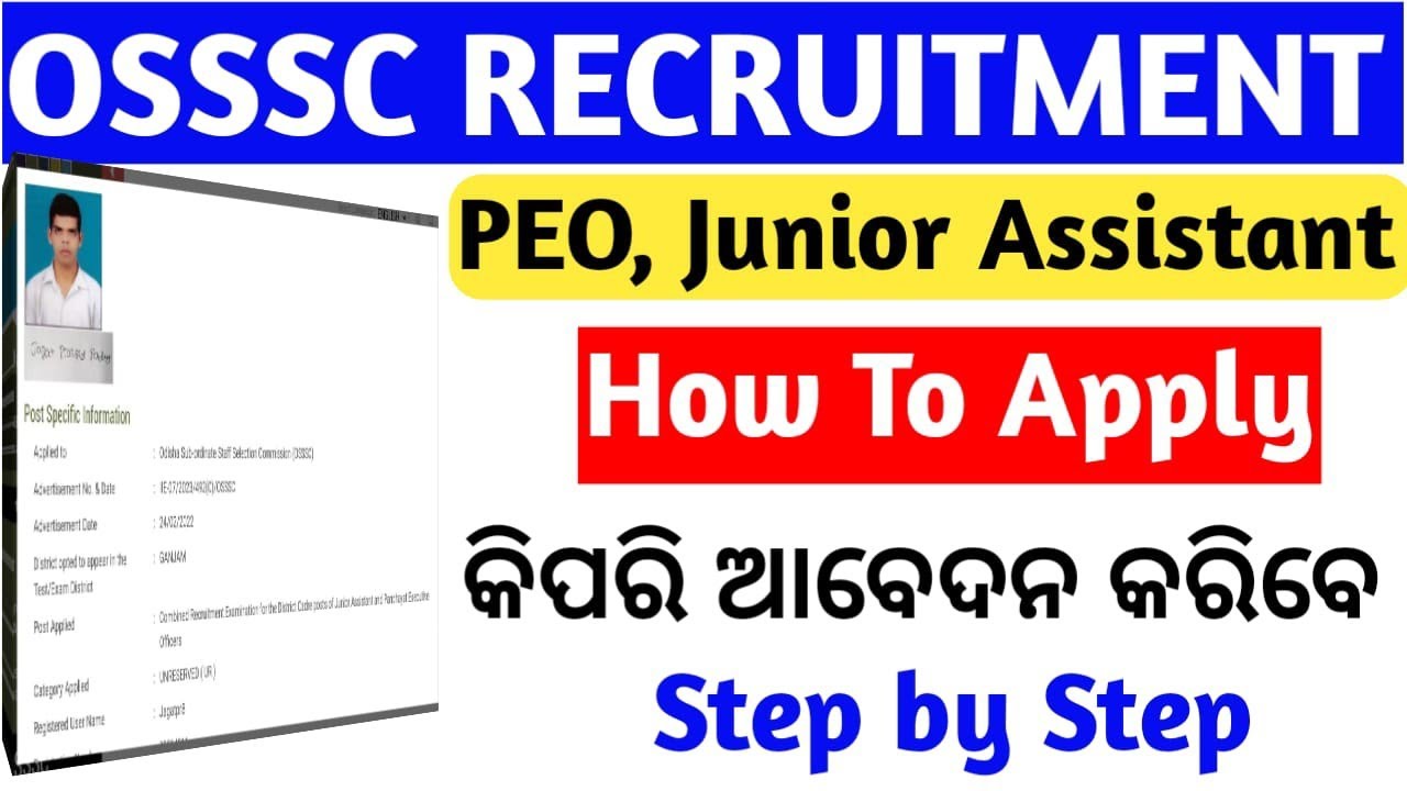 How To Apply OSSSC PEO & Junior Assistant Recruitment