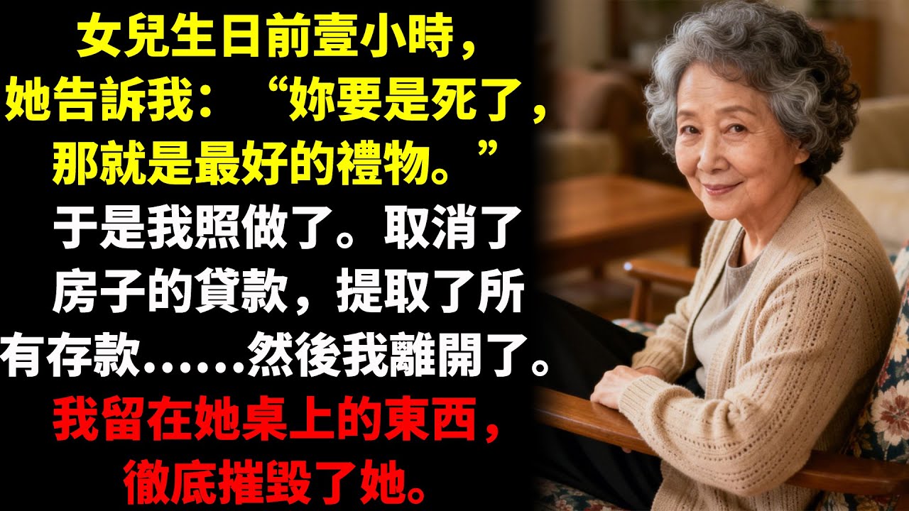 我女兒說如果妳死了，那就是最好的禮物，所以我取消了資助...