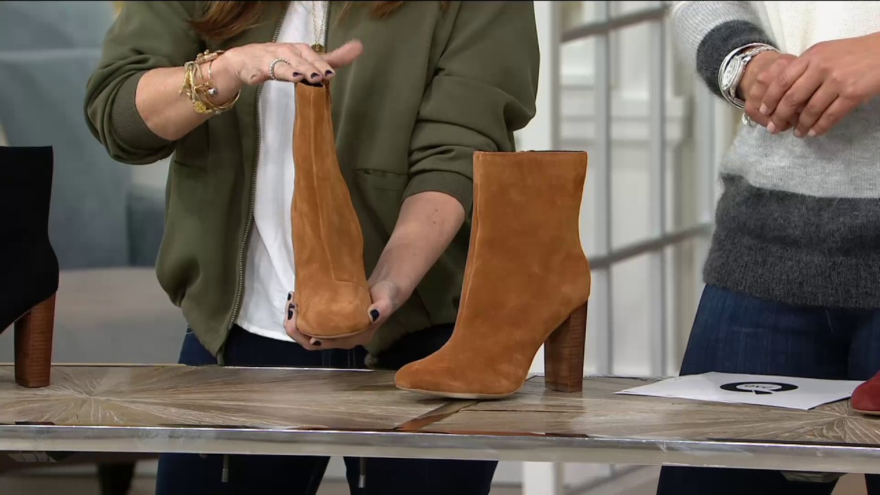 Sole Society Suede Mid-Calf Stacked Heel Boots - Veronika on QVC
