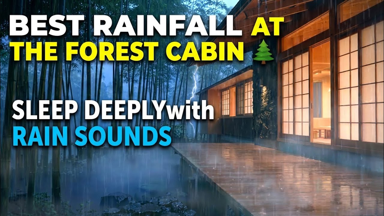 Best Rainfall at the Forest Cabin 🌲 Sleep Deeply with Rain Sounds & Thunderstorm