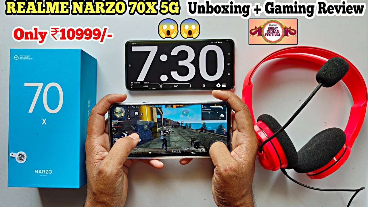 Realme Narzo 70X 5G Unboxing With Free Fire Test |  Realme Narzo 70X 5G FF Battery Drain test