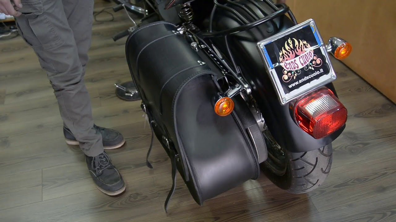 How to mount saddlebag with shock cut-out, quick release bracket for HD Dyna