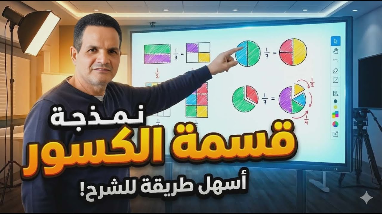 نمذجة قسمة كسر اعتيادي على عدد صحيح و العكس | الصف السادس الإبتدائي ترم ثان | أ/ ناصر سلطان