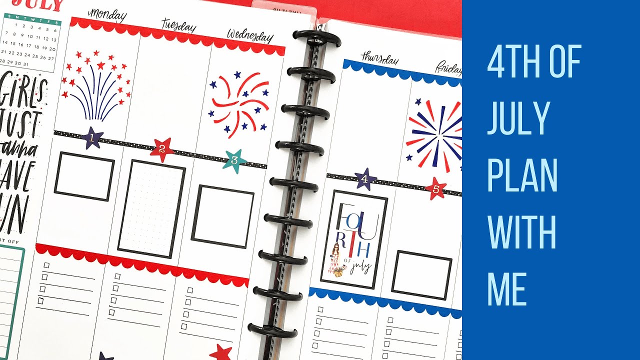 Plan with Me // Big Happy Planner // July 1-7, 2019 // 4th of July Spread! // Doodling