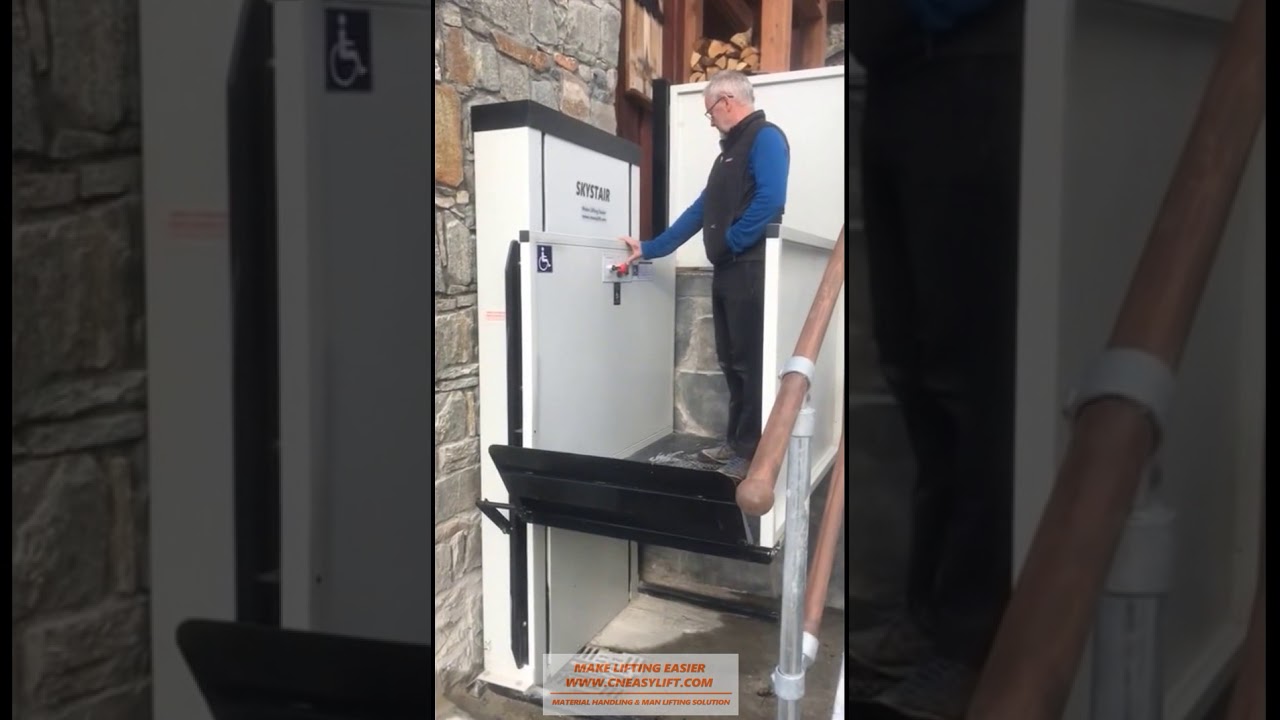 SKYSTAIR wheelchair lift installed on a France restaurant