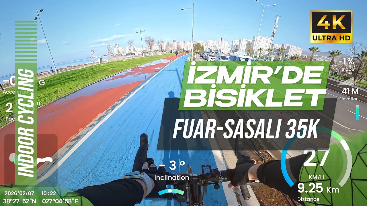 İzmir’den Sasalı’ya 35 KM Bisiklet Turu | Nonstop Cycling Route | GPS On Screen | K2 Endurance Ride