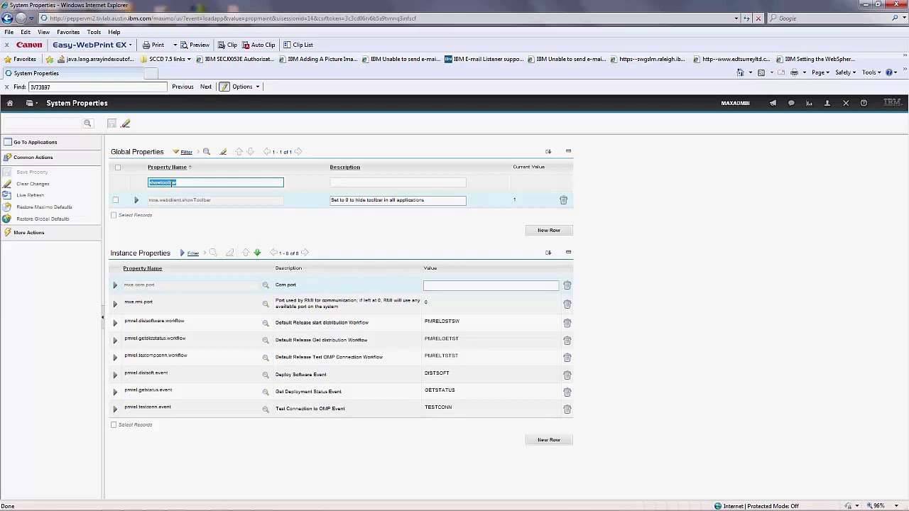 Maximo 7.5 Hiding the toolbar in all applications
