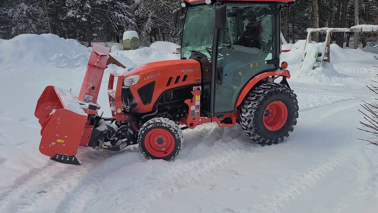 Backyard cleanup with Kubota LX2610 and LX2963 Snow Blower 2/20/2021