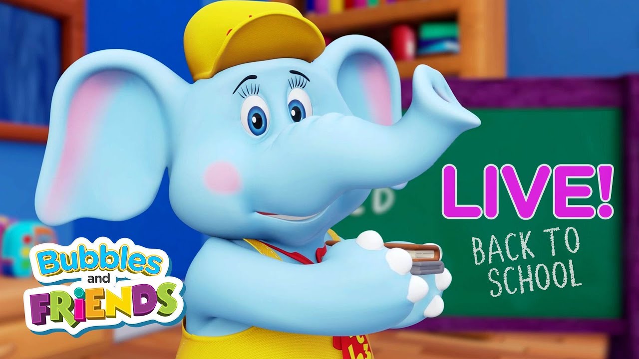 Back to School with Bubbles and Friends | 24/7 Live Stream of Educational Videos for Kids!