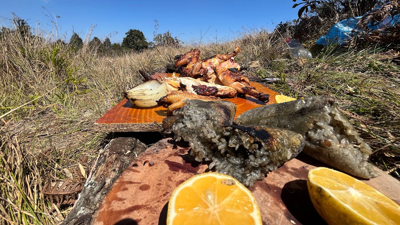 🌲 Slow Roasted Whole Chicken in the Wild | No Talking Outdoor Cooking ASMR