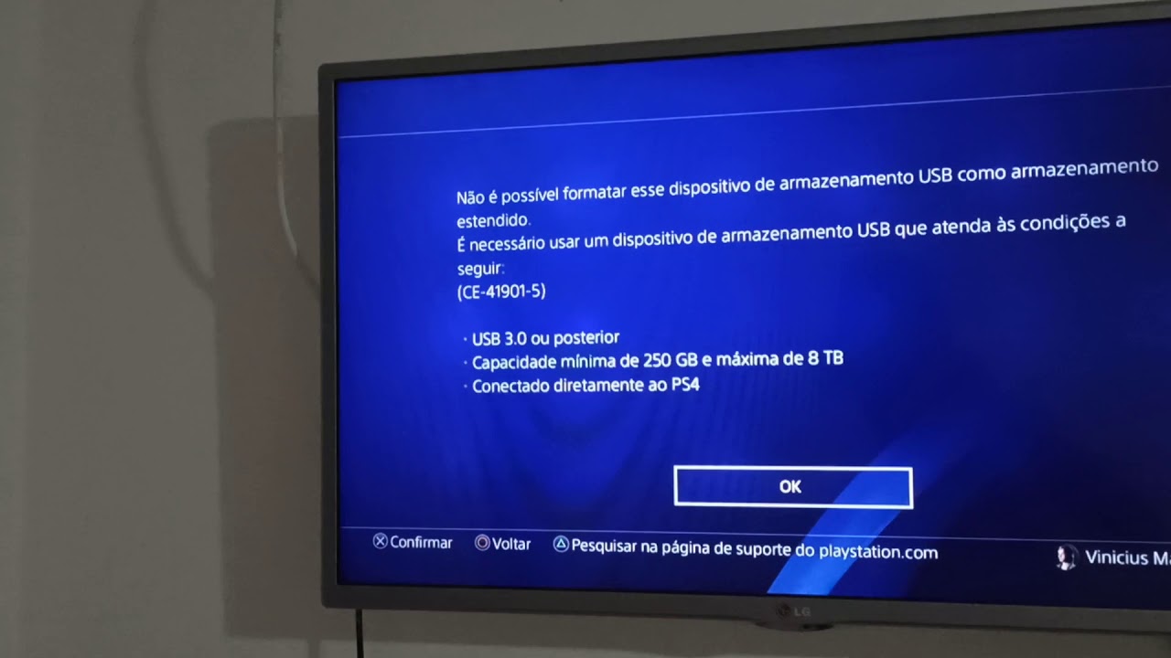 (CE-41901-5) e (CE-30005-8) HD externo Erros No (PS4 slim)