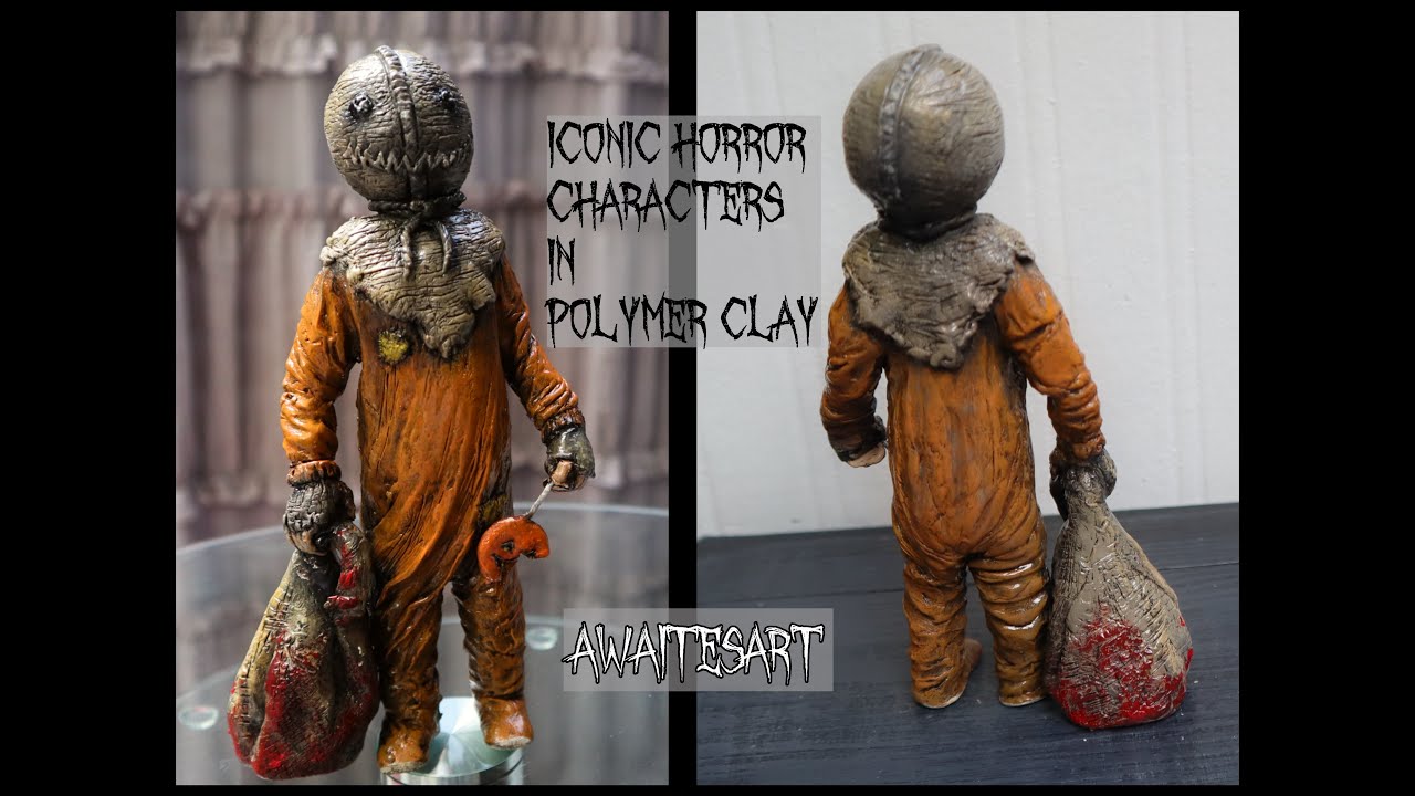Trick 'r Treat Sam in Polymer clay. Sculpting a weekly iconic dark horror movie character.