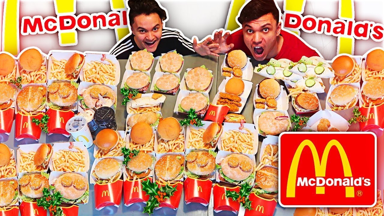 ENTIRE MCDONALD'S CHRISTMAS MENU IN 10 MINUTES CHALLENGE
