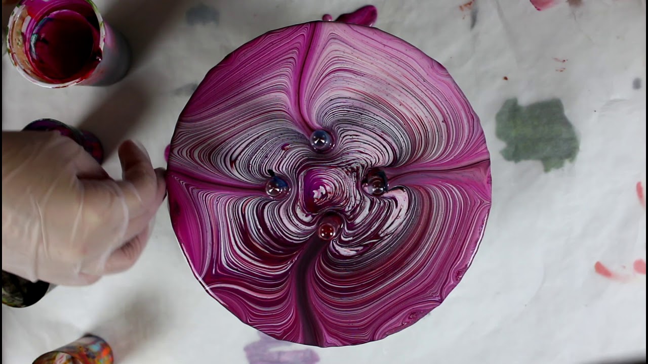 Fluid Acrylic Painting - Tree Ring Swirl Pour With Obstacles