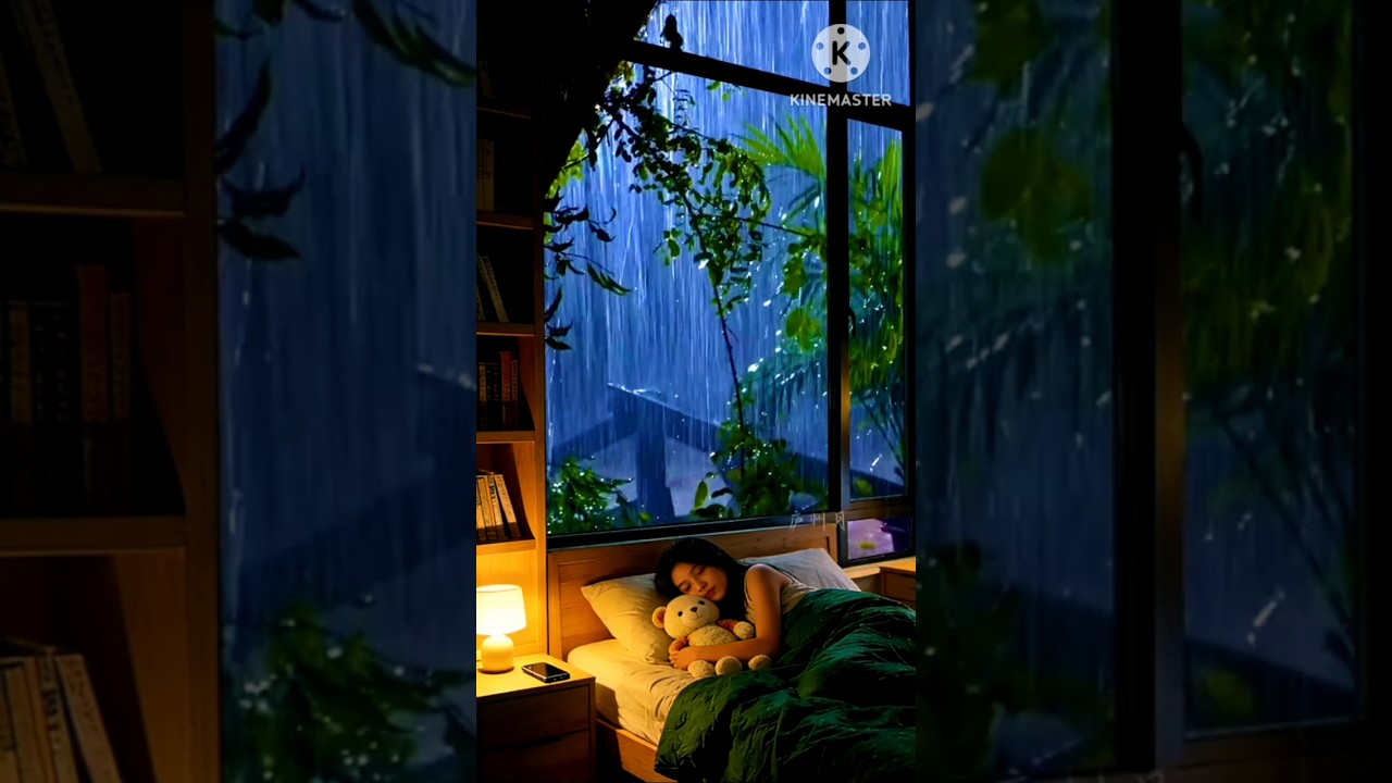 Night Rain and Soft Thunder for Anxiety Relief | Black Screen