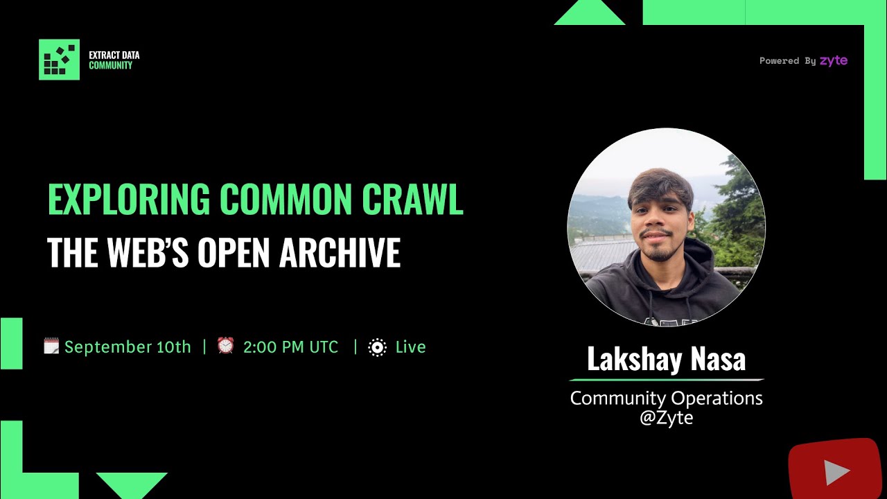 Exploring Common Crawl: The Web&rsquo;s Open Archive | Extract Data Live