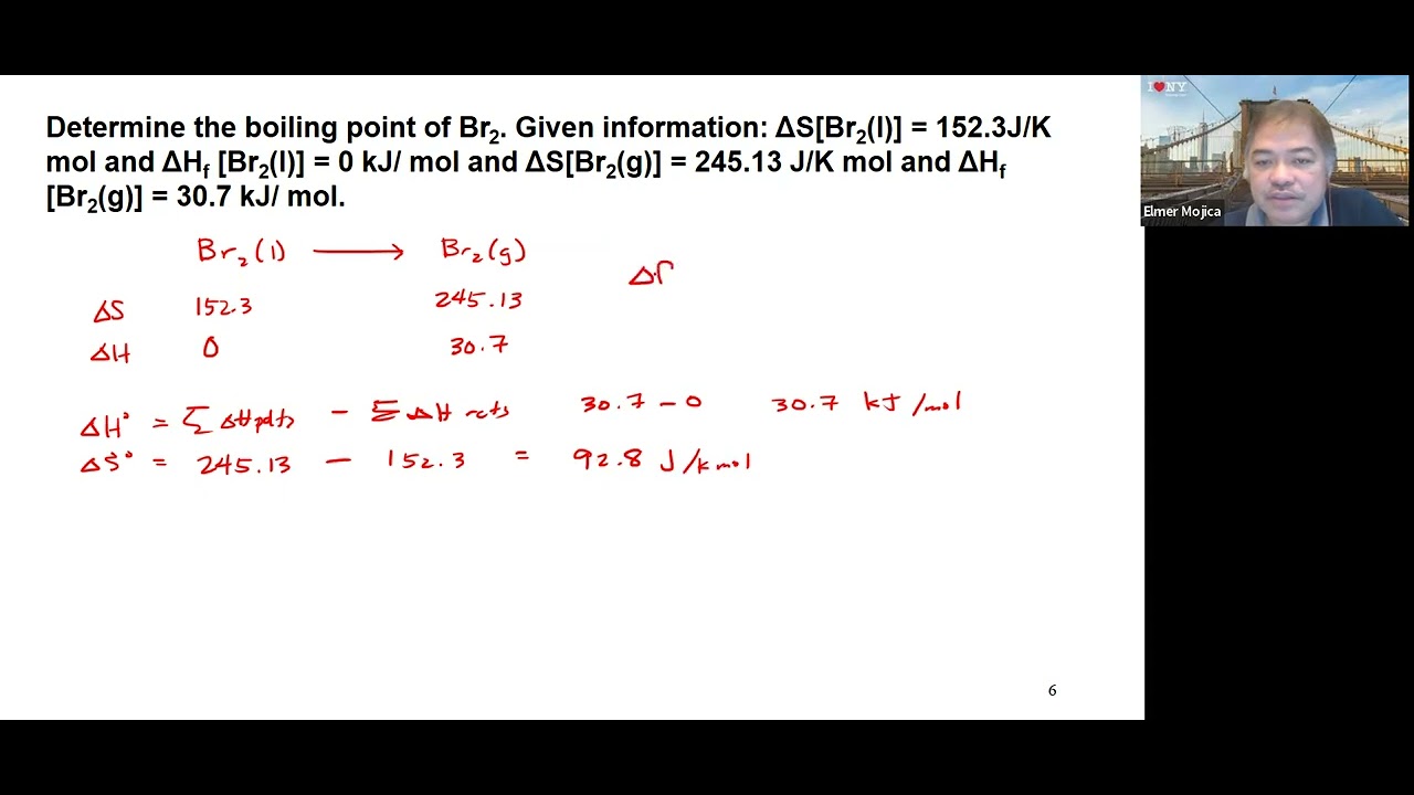 Free Energy, Entropy and Enthalpy Problem 2