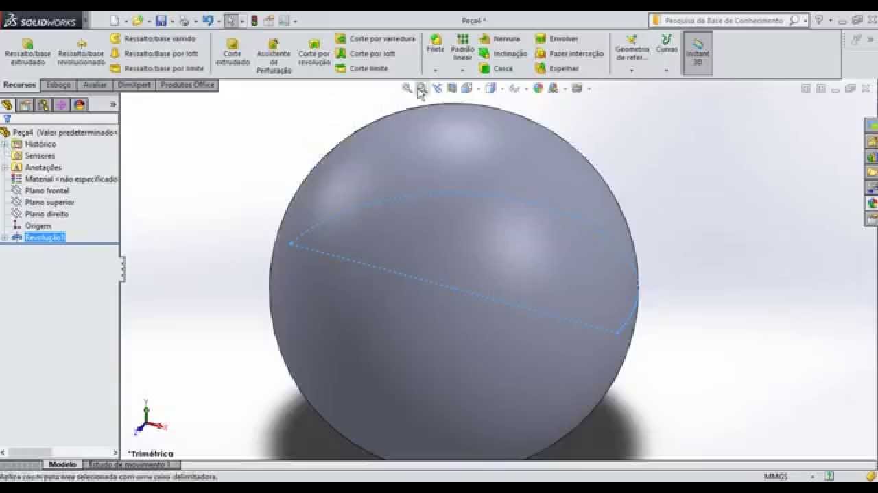 Tutorial Solidworks - Aula 02 - Esfera