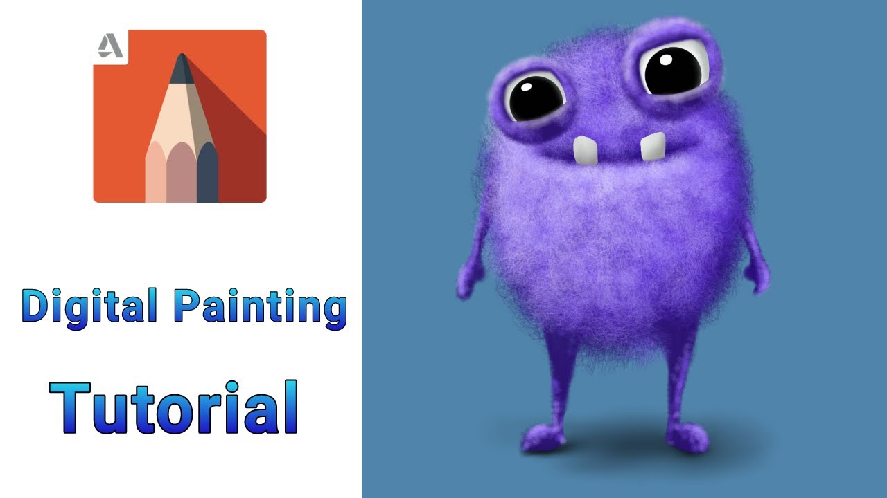Cute monster digital painting with Autodesk Sketchbook