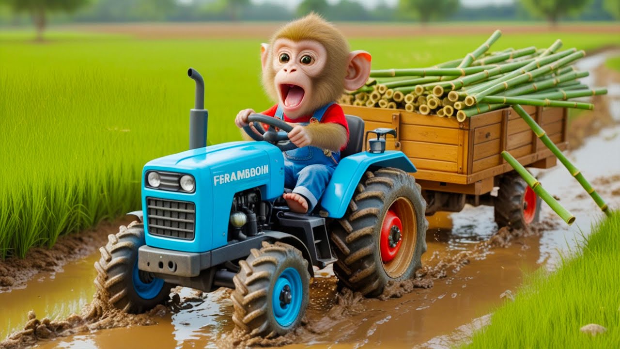 Monkey NaNa’s Farm Run Turns CHAOTIC When a Cow Sinks in Deep Mud — His Genius Rescue SHOCKS All! 😱🐄