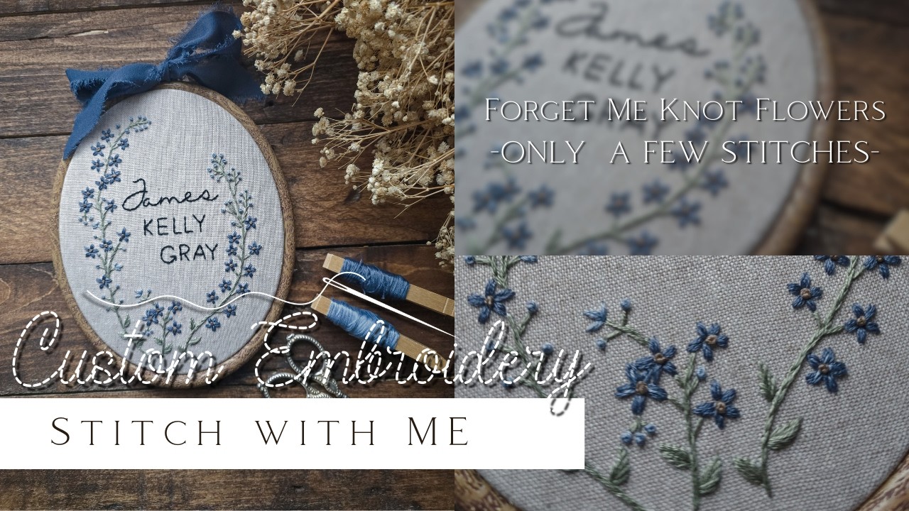 Custom Floral Name Hoop: Stitch with Me using Simple Embroidery Stitches