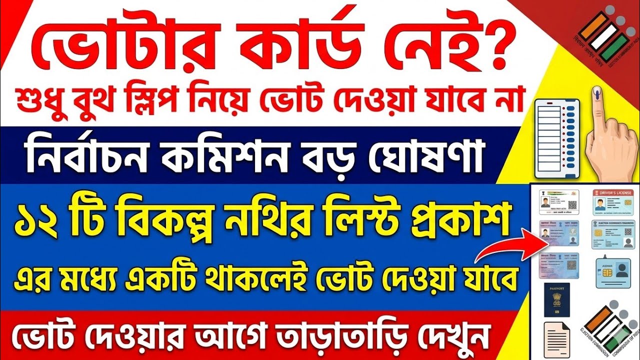 How to Vote Without Voter ID Card 2026 | 12 Alternative Documents for Voting | WB Election Rules