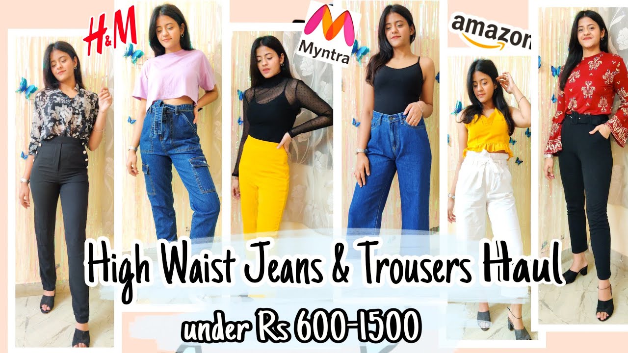 ||High Waist Jeans And Trousers Haul || Rs 600-1500 |Amazon|Myntra|Ajio#Highwaistjeans #trousershaul