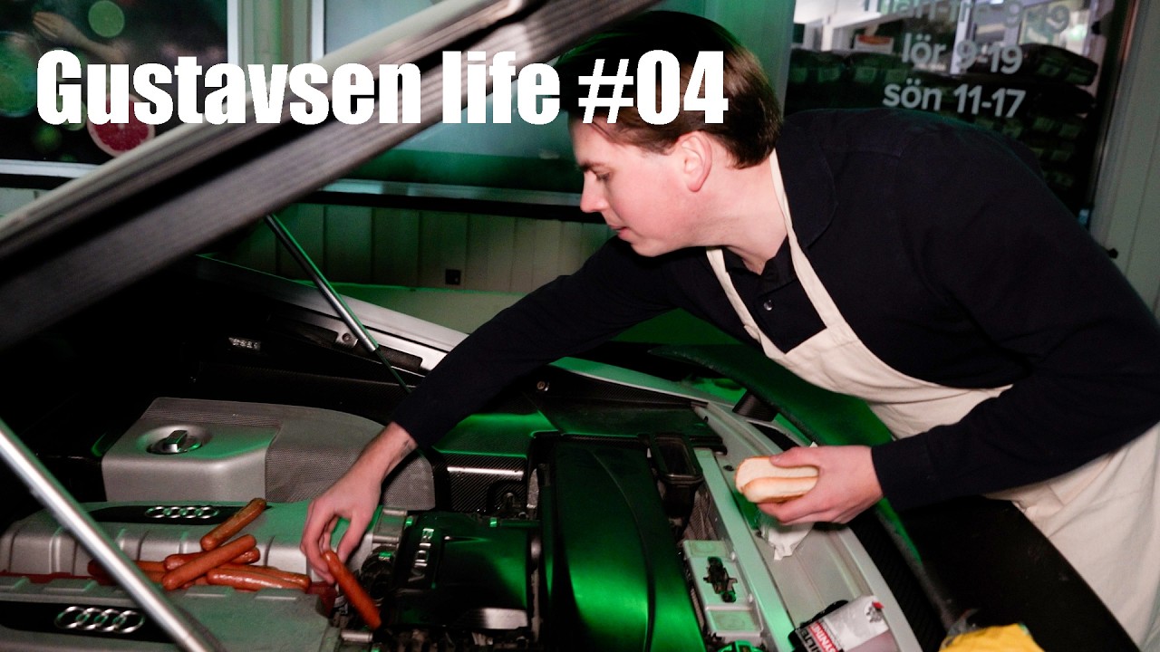 Griller pølser på Audi r8 GT!